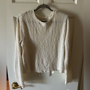 a new day Cream Textured Long-Sleeve Waffle Tee